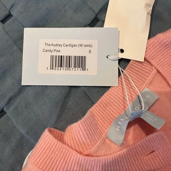 NWT Hill House Audrey Cardigan, Pink Floral Embroidered Sweater - Picture 2 of 6